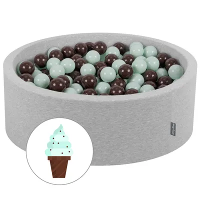 Produktbild von KiddyMoon Bällebad Bällepool Mit Bunten Bällen 90X30cm/200 Bälle ∅ 7Cm Für Babys Kinder Rund, Minze Mit Schokolade:Minze/Braun