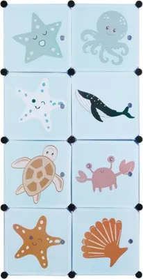 Produktbild von Livarno Home Kinder Steckregal L 74 x B 36 x H 144 cm Spielzeug- Kleiderregal Blau