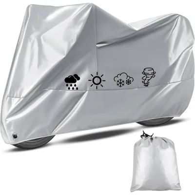 Produktbild von Motorrad Abdeckplane 210D Wasserfest UV-Beständig Outdoor L 200x90x100cm Silber