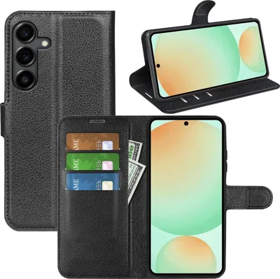 Produktbild von Für Samsung Galaxy S25 FE Kunstleder Book Wallet Smart Handy Tasche Hülle Cover Schwarz
