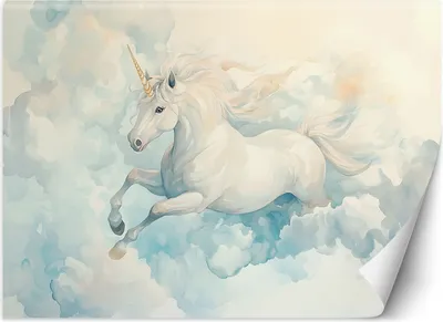 Produktbild von Vlies fototapete für kinder Einhorn in blauen Wolken 250x175 cm Feeby Blau inkl. Kleber einfache Montage