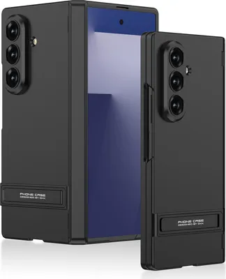 Obrázek produktu pro Pouzdro pro Samsung Galaxy Z Fold 8 Ultra, magnetická ochrana pantu, tvrdé matné PC pouzdro s ochranou displeje a stojánkem Černá