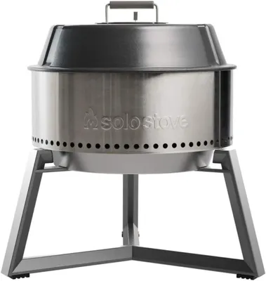 Produktbild von Solo Stove Bonfire Holzkohlegrill Edelstahl mobil Kugelgrill mit Deckel Outdoor Camping BBQ Grill Set Zubehör Grillzange Grillhaube Schutzhülle