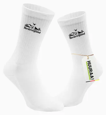 Produktbild von Huuraa Uni Socken Norderoogsand Strandmotiv 42/46 White Baumwolle Tennissocken Geschenkidee
