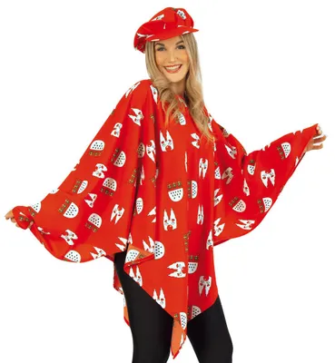 Produktbild von Poncho Köln rot Cape Umhang mit Köln-Motiven