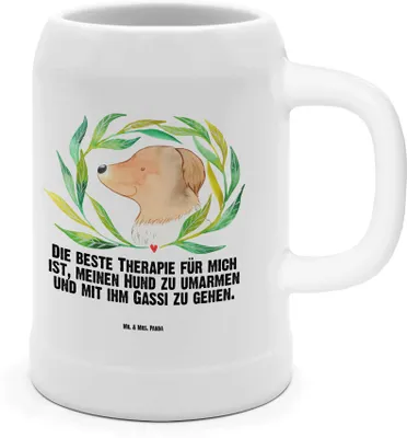 Produktbild von Mr. & Mrs. Panda Krug Hund Blumen - Weiß - Geschenk, Steinkrug, Bierbecher, Sprüche, Humpen, Umarmen, Hunde, Hundeliebe, Bier Seidel, Hundetherapie