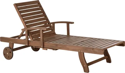 Produktbild von BELIANI Gartenliege Dunkelbraun Akazienholz mit Verstellbarem Kopf- und Fußteil Rollbar Modern Rustikal Terrasse Garten Balkon Ausstattung Holzmöbel
