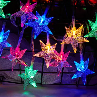 LED Lichterkette bunte Sterne 3 m batteriebetrieben 20 LEDs