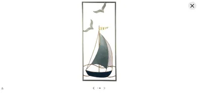 Produktbild von 1 Wandrelief Wandbild, Metall, "Sailing,Bootmotiv, 61 x 25 x 2,5cm