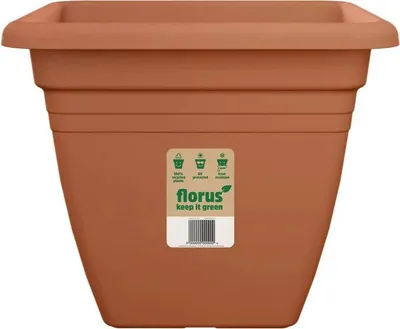 Produktbild von Quadratischer Pflanztopf 40 cm Durchmesser in Terra, mediterraner Stil für Garten, Balkon, Terrasse