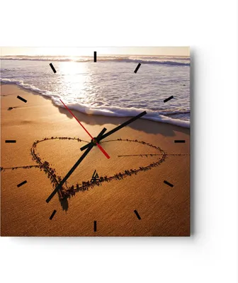 Produktbild von Wanduhr - Quadrat - Glasuhr - Sommer Meer Sand Strand - 40x40cm - Schleichendes Uhrwerk - Lautlos - zum Aufhängen bereit - Dekoration Modern - Wanddekoration aus Glas - C3AC40x40-3163