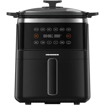 Produktbild von Heinner Fry&Grill HAFG-B5BK2600 Heißluftfritteuse, 2600 W, Fassungsvermögen 5 L, 6 vorprogrammierte Programme, elektronisches Bedienfeld, maximale Zubereitungszeit: 60 Min., Schwarz