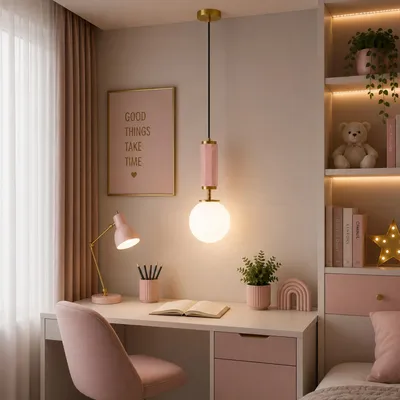 Produktbild von Opviq, Moderne Pendelleuchte, Pink, Ø15 cm, E27, IP20 - 100% Metall & Glas