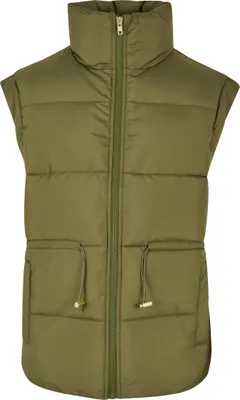 Produktbild von Urban Classics Ladies - Waisted Puffer Weste oliv - M