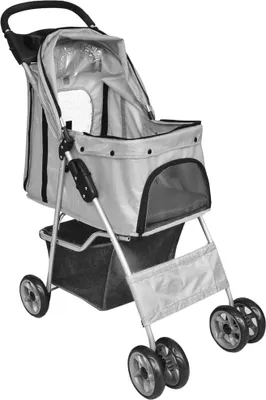 Produktbild von vidaXL Haustier-Buggy Hund/Katze Klappbarer Reisewagen Grau