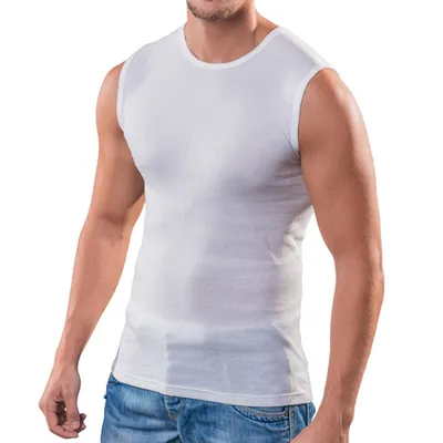 Herren Muskelshirt Rundhals weiß