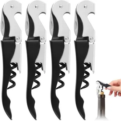 Produktbild von Bar-Set aus 4 - 3-in-1 Flaschenöffner - Korkenzieher - Weinöffner - Bierschneider - Professionell mit Folienöffner