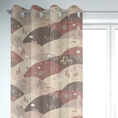 Produktbild von Kinderzimmer Vorhang Waldtiere Hügel rosa 245cm oder Wunschlänge Aufhängung Ösen
