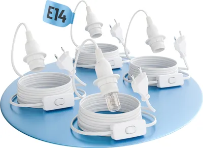 Produktbild von greate 4x Lampenfassung E14 mit Kabel und Schalter weiß 3,5 Meter - E14 Fassung mit Stecker max. 60W 250V