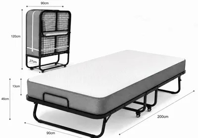 Produktbild von GUNUSS Klappbett Erwachsene Gästebett Klappbar mit13 cm Dicke Matratze 200x90x46cm Reisebett Metallbett einer Tragfähigkeit von 250 kg
