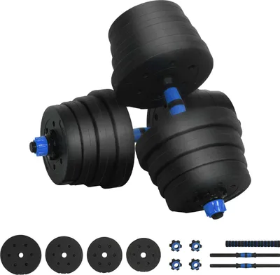 Obrázok produktu pre Sada činkových tyčí a jednoručiek 2 v 1 vidaXL, 30 kg, čierna a modrá