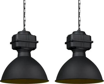Produktbild von QAZQA - Industrie I Vintage I 2-flammiger Set Industrie Hängelampe I Pendellampe I Pendelleuchten klein matt schwarz - Sicko I Wohnzimmer I Schlafzimmer - Stahl Rund - LED geeignet E27
