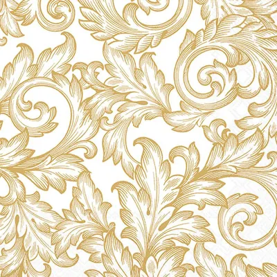 Produktbild von 20 Servietten Baroque gold/white - Barockschwingen gold-weiß 33x33cm