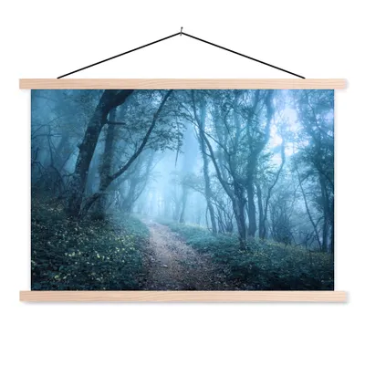 Produktbild von MuchoWow® Textilposter Bäume - Natur - Nebel 150x100 cm mit holzfarbenen Rahmen - Posters