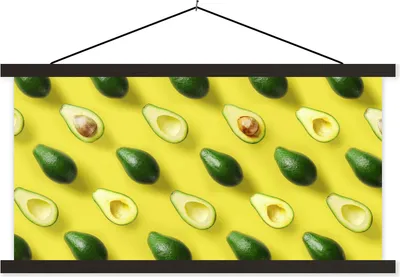 Produktbild von MuchoWow® Textilposter Avocado - Obst - Gelb 150x75 cm mit schwarzem Rahmen - Posterleiste