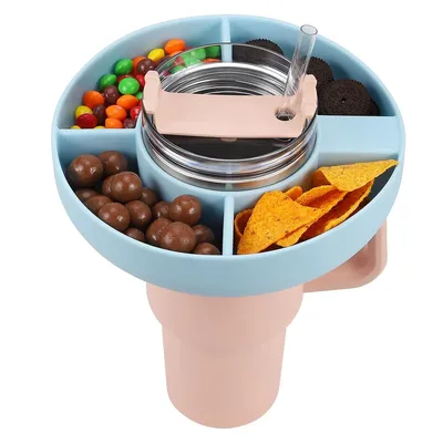 Produktbild von Snackteller für Stanley Cup, Snack Tablett kompatibel mit Stanley Quencher 40oz Tumbler mit Griff, Runde Snack und Dip Teller(Blauer See)