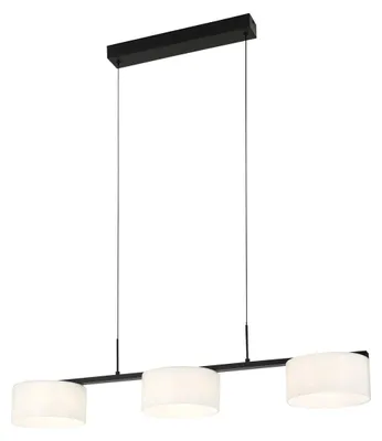 Obrázok produktu pre Závesné LED svietidlo s bielymi sklenenými tienidlami, Austis, čierne, 24 W, biele, nastaviteľné, 3700 lm, kov, rozmery: 115 x 96 x 20 cm, IP20, Italux