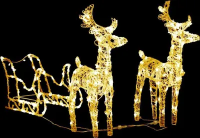 Produktbild von vidaXL vidaXL - Weihnachtsdekoration - Rentier - und - Schlitten - 160 - LEDs - 130 - cm - Acryl