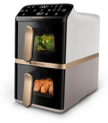 Produktbild von Philips Airfryer Heißluftfritteuse mit zwei vertikalen Körben, Serie 4000, NA462/80, 10 l, 2750 W, Weiß