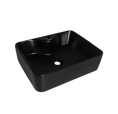 Zdjęcie produktu dla Umywalka Nablatowa Ceramiczna Matowa Czarna 48X38