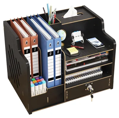 Image de Omgoods - Organisateur de bureau en bois avec 8 compartiments