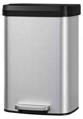 Produktbild von Mülleimer mit Deckel - Treteimer - 50 l - Edelstahl - Rechteckig - Soft-Close-Deckel - Silber