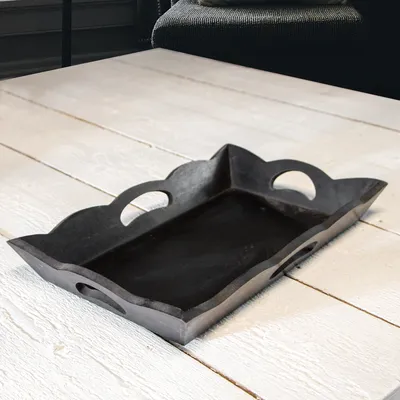 Produktbild von Rechteckiges Tablett, holz, schwarz, Klein, Frühstückstablett