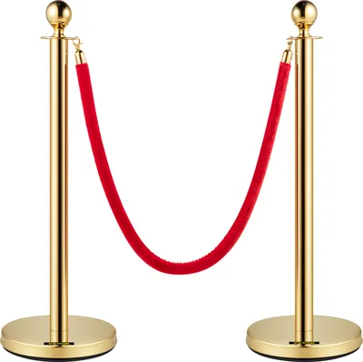 Produktbild von VEVOR 2-teiliges Personenleitsystem 96 cm Gesamthöhe Absperrung, Abgrenzungsständer Leitpfosten, Absperrständer mit 1,5 m Länge Seil für Hochzeiten, Hotels, Ausstellungen Goldener Absperrständer