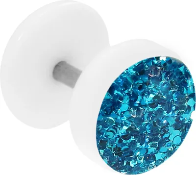Produktbild von Fake Plug Ohrstecker weiß Glitterline Farbe - Blau