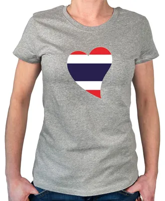 Produktbild von Huuraa Damen T-Shirt Thailand Flagge Herz L Sport Grey Bio Baumwolle Fairtrade Damenshirt Geschenkidee