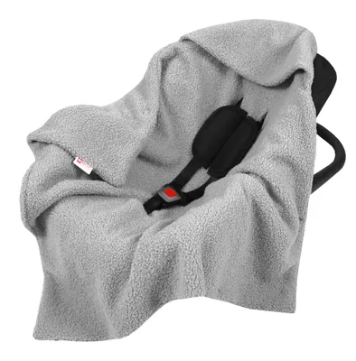 Produktbild von BabyLux Winter Einschlagdecke Bouclé 80x80 cm Kuschelige Babydecke für Autositz & Kinderwagen und Babyschale Decke mit Kapuze Bouclé - Grau