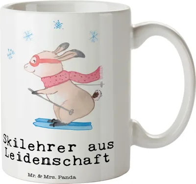 Produktbild von Mr. & Mrs. Panda Tasse Skilehrer Leidenschaft - Weiß - Geschenk, haferl, Becher, Kaffeetasse, Bürotasse, Keramiktasse
