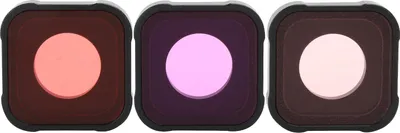 Obrázek produktu pro PUSOKEI Sada potápěčských filtrů 3 v 1 pro fotoaparát, červený/růžový/fialový filtr, optická skleněná čočka, sada filtrů pro potápění pod vodou, ochranný kryt, pro Go Pro 9