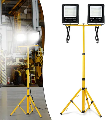 Produktbild von VA-Cerulean LED Baustrahler 2x 200W mit Teleskopstativ, Kaltweiß, IP66, 3m Kabel, Flutlicht für Außen & Werkstatt
