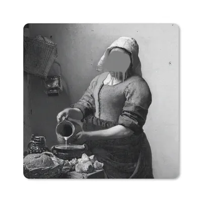 Produktbild von MuchoWow® Mauspad Mousepad Das Milchmädchen - Johannes Vermeer - Schwarz und weiß 30x30 cm - Mousepads - Maus Mat - Pad - Mausunterlage - Gaming