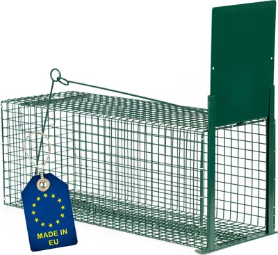 Produktbild von ITA Lebendfalle 5051 60x23x23 cm - Wetterfeste & Zuverlässige Falle für Kleintiere wie Ratten und Eichhörnchen - Rattenfalle Marderfalle - Fertig Montiert, Bissschutz, Tragegriff
