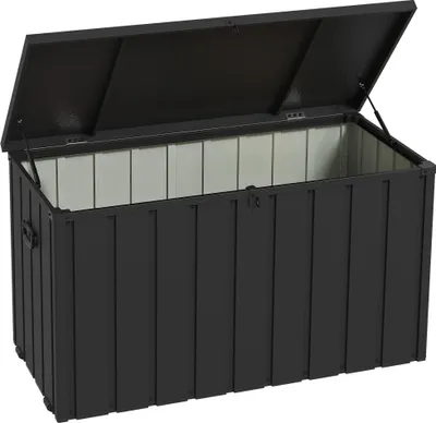 Produktbild von Aufbewahrungsbox, Gartentruhe, 450L Stauraum, 2 Räder, Stahlrahmen, 125x61x70 cm, Dunkelgrau