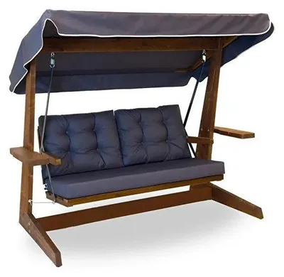 Image de Balancelle de jardin 3 places en épicéa et polyester anthracite - L 220 × P 100 × H 175 cm