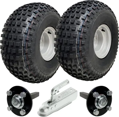 Immagine prodotto di 22x11.00-8 Knobby ATV Quad Trailer Kit Ruote Assi Gancio Capacità di carico 310kgs