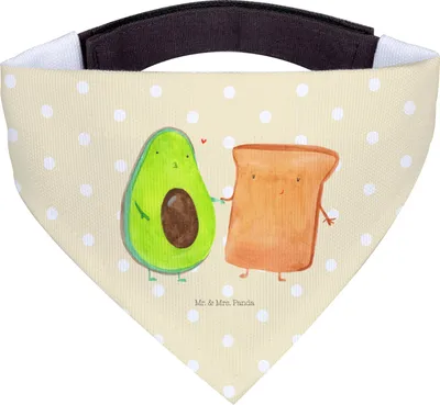 Produktbild von Mr. & Mrs. Panda Bandana Avocado Toast - Gelb Pastell - Geschenk, Halstuch Hund, Hunde Hals Tuch, Hochzeit, Freundin, Dreieckstuch, Hundehalstuch